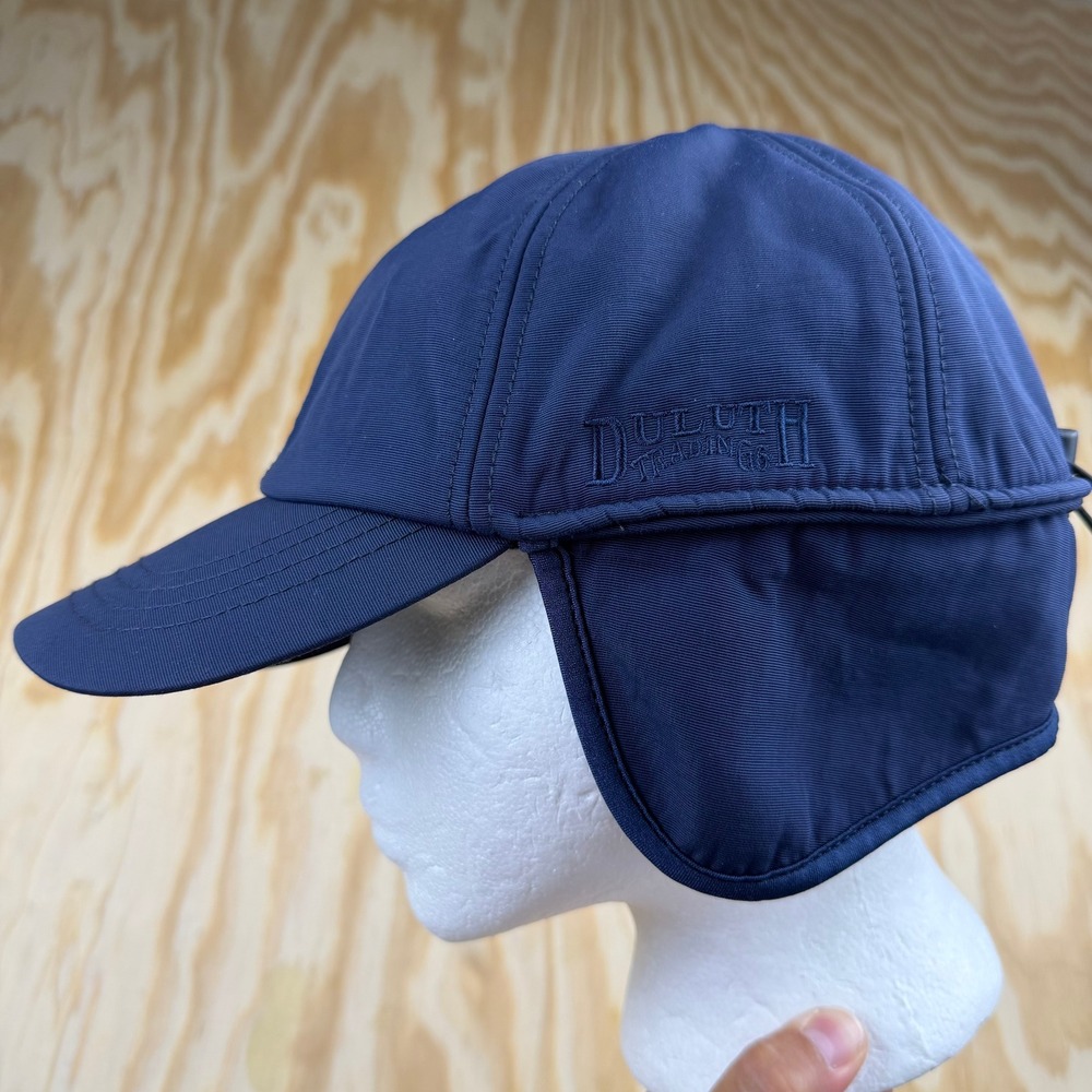 Duluth Trading Co Navy Blue Fleece Lined Winter Hat with Ear Flaps M/L